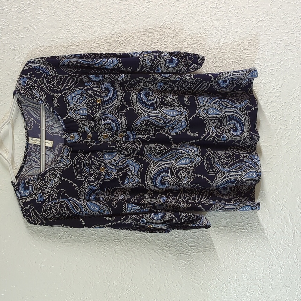 Perseption Concepts| Women's three quarter sleeve Paisley textured blouse